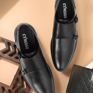 MONK BLACK – Exnesso Men's Single Monk Strap Formal Shoes | Bold Elegance, Effortless Style