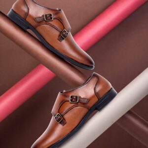 MONK BROWN – Exnesso Men's Single Monk Strap Formal Shoes | Rich Finish, Timeless Style